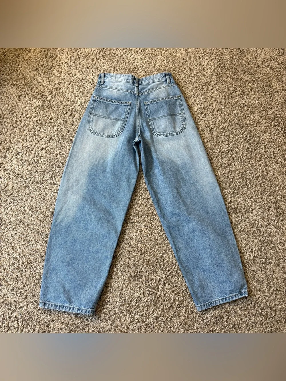 Bershka High Waisted Wide Leg Denim Jeans Y2K/2000s Baggy Size 00 Waist